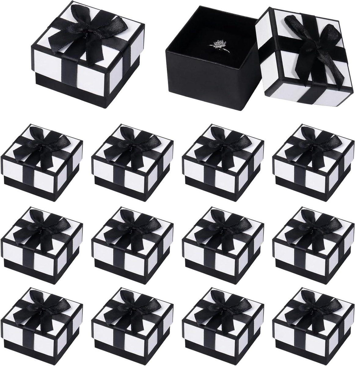 Image of 12 Pieces Small Jewellery Gift Boxes 5 x 5 x 3 cm with Lid for Rings and Earrings