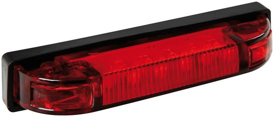 Rood 24V LED-markeringslicht met zwarte montagebasis.