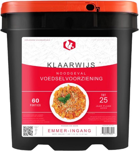 60 Porties Gevriesdroogde Maaltijden - Lunch & Diner - 13 Recepten - Grab & Go Emmer - 25 Jaar Houdbaar - 7 Dagen Voor 1 Persoon