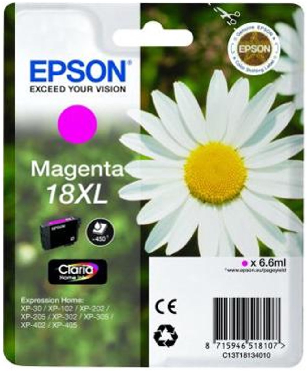 EPSON 18XL inktcartridge magenta high capacity 6.6ml 450 paginas 1-pack RF-AM blister
