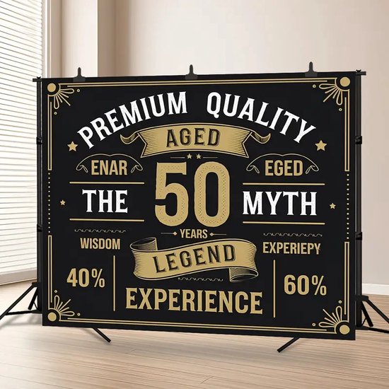 GoldRock Banner Decoratie 50e Verjaardag Man Vrouw Blauw, Slinger 185