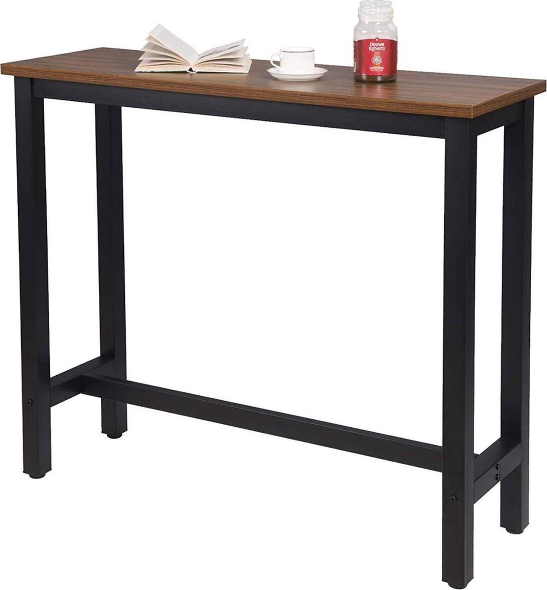 Bolt Edge Bartafel - Zwart/Bruin - Rechthoekig - Hout/Metaal - 120x40x100cm Donkerbruin