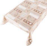 Tafelzeil Love Beige -  140 x 450 cm - Beige tafellaken - Tafelkleed plastic - Voor buiten en binnen - Verschillende maten - Geleverd in een koker