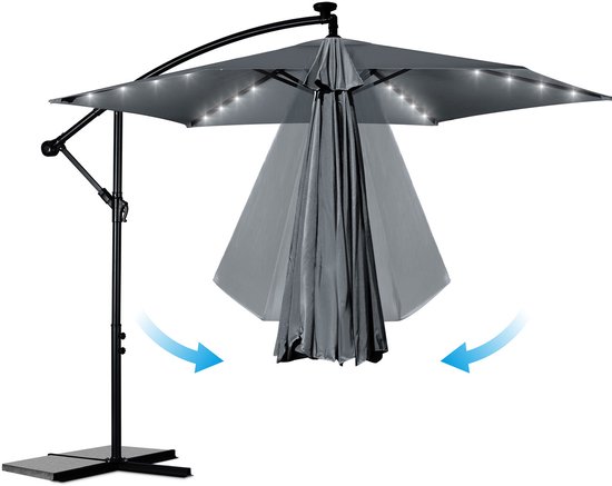 Opvouwbare tuinparasol, 6 segmenten, 350 cm, met hoes en verlichting Plonos PL-882