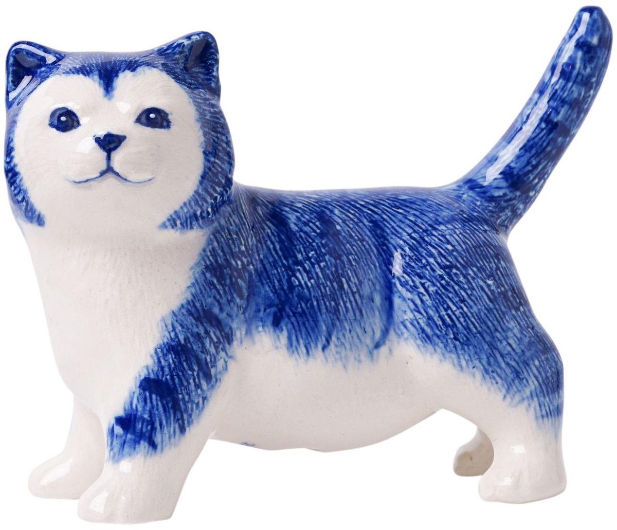 Heinen Delfts Blauw - Decoratief figuur 'Poes'