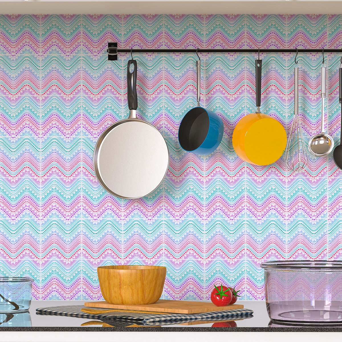 Ambiance Sticker Zelfklevende tegelmuurstickers voor keuken en badkamer - 60 etnische Tekoa tegelstickers - 60 stickers 10x10cm Multi color