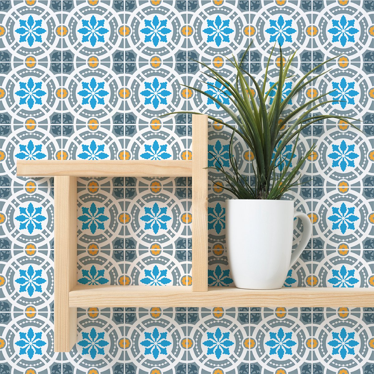 Ambiance Sticker Zelfklevende tegelmuurstickers voor keuken en badkamer - 9 Cayetano Azulejo tegelstickers - 9 stickers 15x15cm Multi color