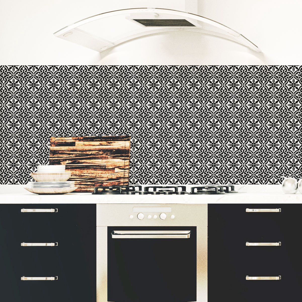 Ambiance Sticker Zelfklevende tegelmuurstickers voor keuken en badkamer - 30 stickers met cementtegelmotief uit Boekarest - 30 stickers van 20x20 cm Multi color