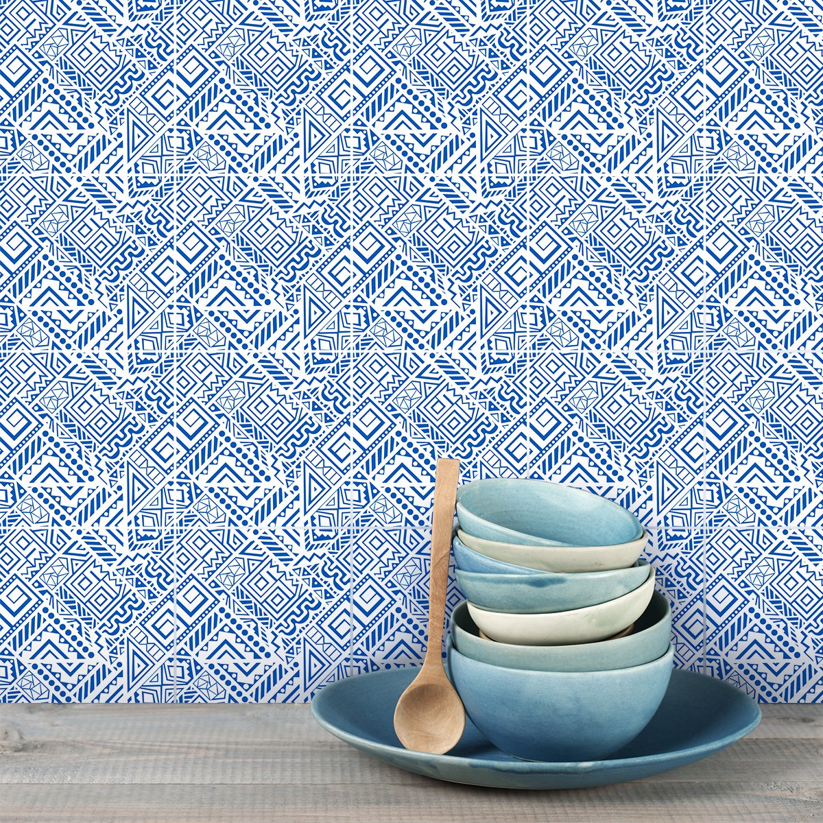 Ambiance Sticker Muurstickers - Zelfklevende tegelmuurstickers voor keuken en badkamer - 9 Boheemse Sahale tegelstickers - 9 stickers 20x20cm Multi color