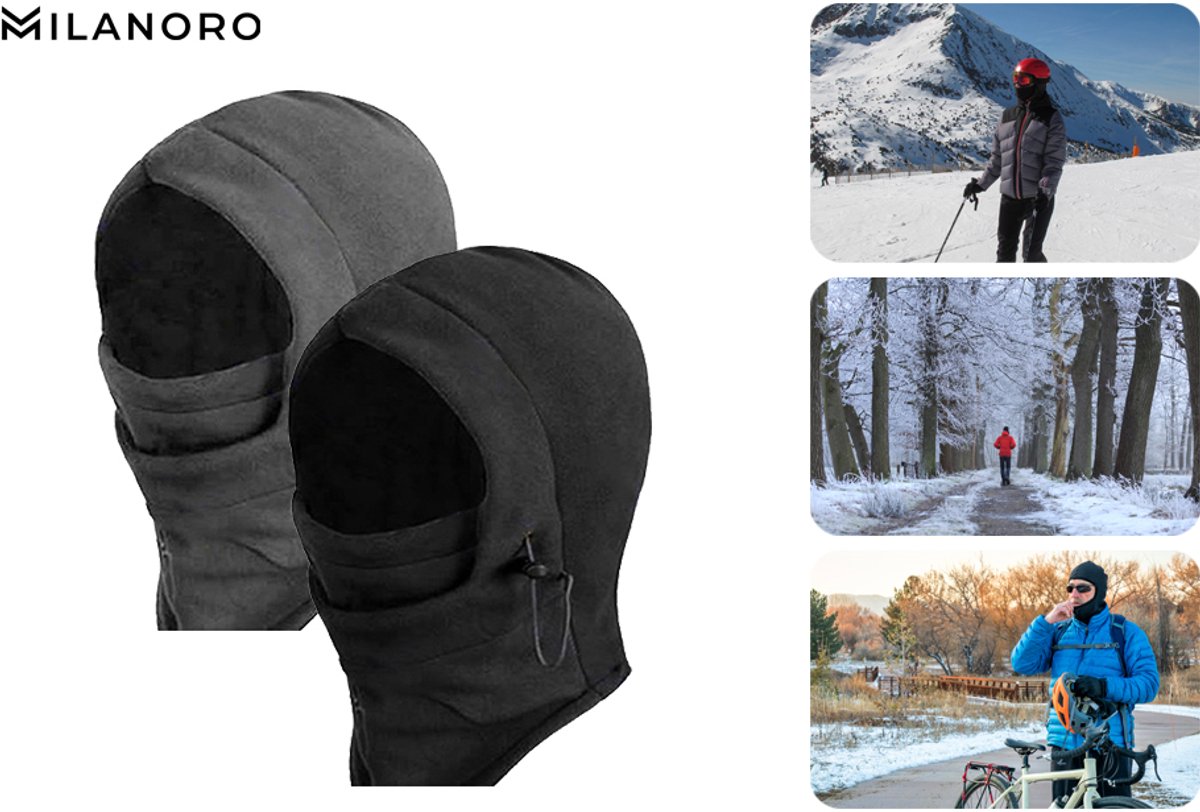 Milanoro - Warme fleece sjaal-muts - Grijs - 1 stuk