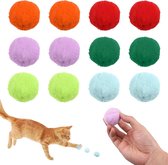 ShiJiuYou 50 stuks kattenspeelgoedballen, vilten ballen voor katten, zachte interactieve ballen, 30 mm, interactief kattenbalspeelgoed voor kattenballen, kleurrijke vilten speelballen voor binnen