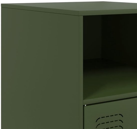vidaXL Nachtkastjes - Staal - Olijfgroen - Set van 2 Nachtkastje - Slaapkamermeubel - Nachtlamp - Leeslicht - Staal Meubel