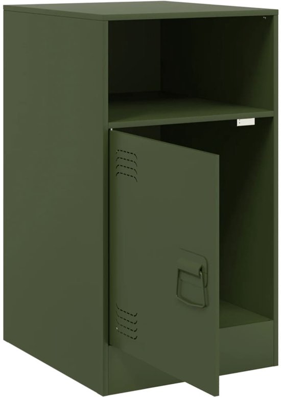 vidaXL Nachtkastjes - Staal - Olijfgroen - Set van 2 Nachtkastje - Slaapkamermeubel - Nachtlamp - Leeslicht - Staal Meubel