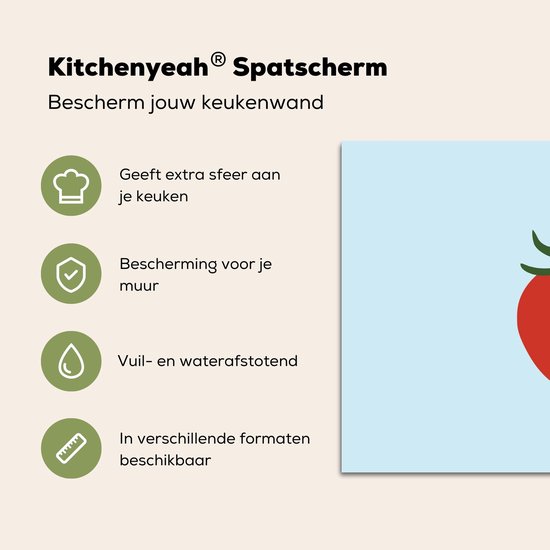 Crédence de Cuisinière en Aluminium 70x50 cm - Rouge - Tomate - Légume - Écran Pare-éclaboussures pour Plaque de Cuisson - Protection Murale