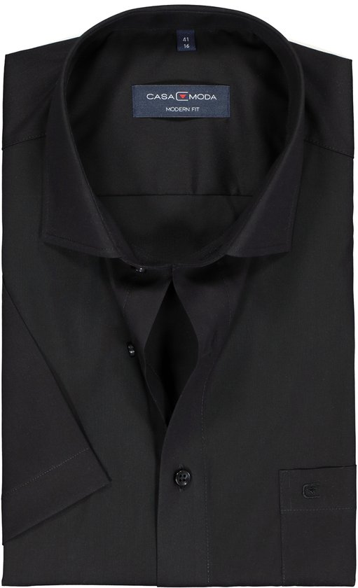 Casa Moda Chemise unie noire à manches courtes Kent Modern Fit - 42