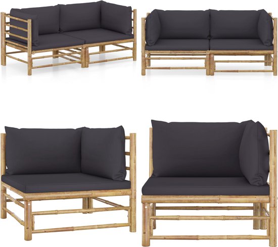 vidaXL 2-delige Loungeset met kussens poly rattan beige - Tuinsets en Loungesets