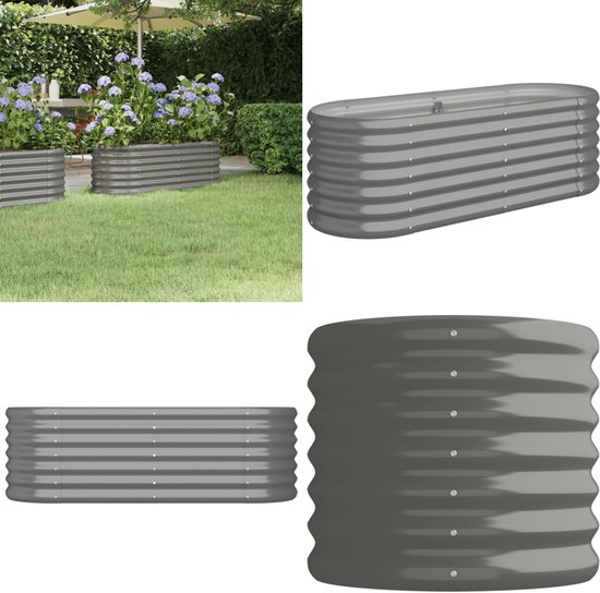 Plantenbak 100x100x36 cm gepoedercoat staal grijs kopen