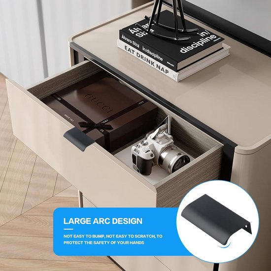 MOROBOR vingerrand trek, 16 stuks verborgen handgreep moderne stijl lade handgreep, gebogen aluminium legering onzichtbare handgreep kledingkast handgrepen voor kast hardware lade, 80mm/Cashmere grijs