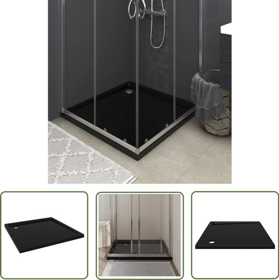 Receveur de douche carré vidaXL - 90 x 90 cm - ABS - Receveur de douche Zwart - Cabine de Douche - Salle de bain moderne - Receveur de douche noir - Receveur de douche carré