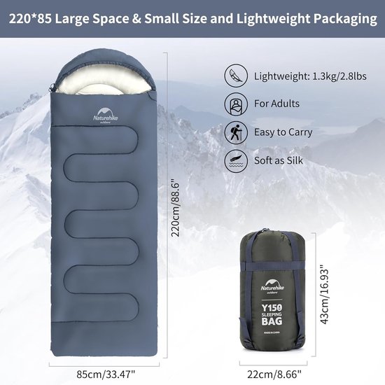 Slaapzak voor Volwassenen - Dubbele en Ultra Lichtgewicht, 3 Seizoenen, 220x85cm - Compact en Comfortabel voor Kamperen en Wandelen van Merkloos — afbeelding 2