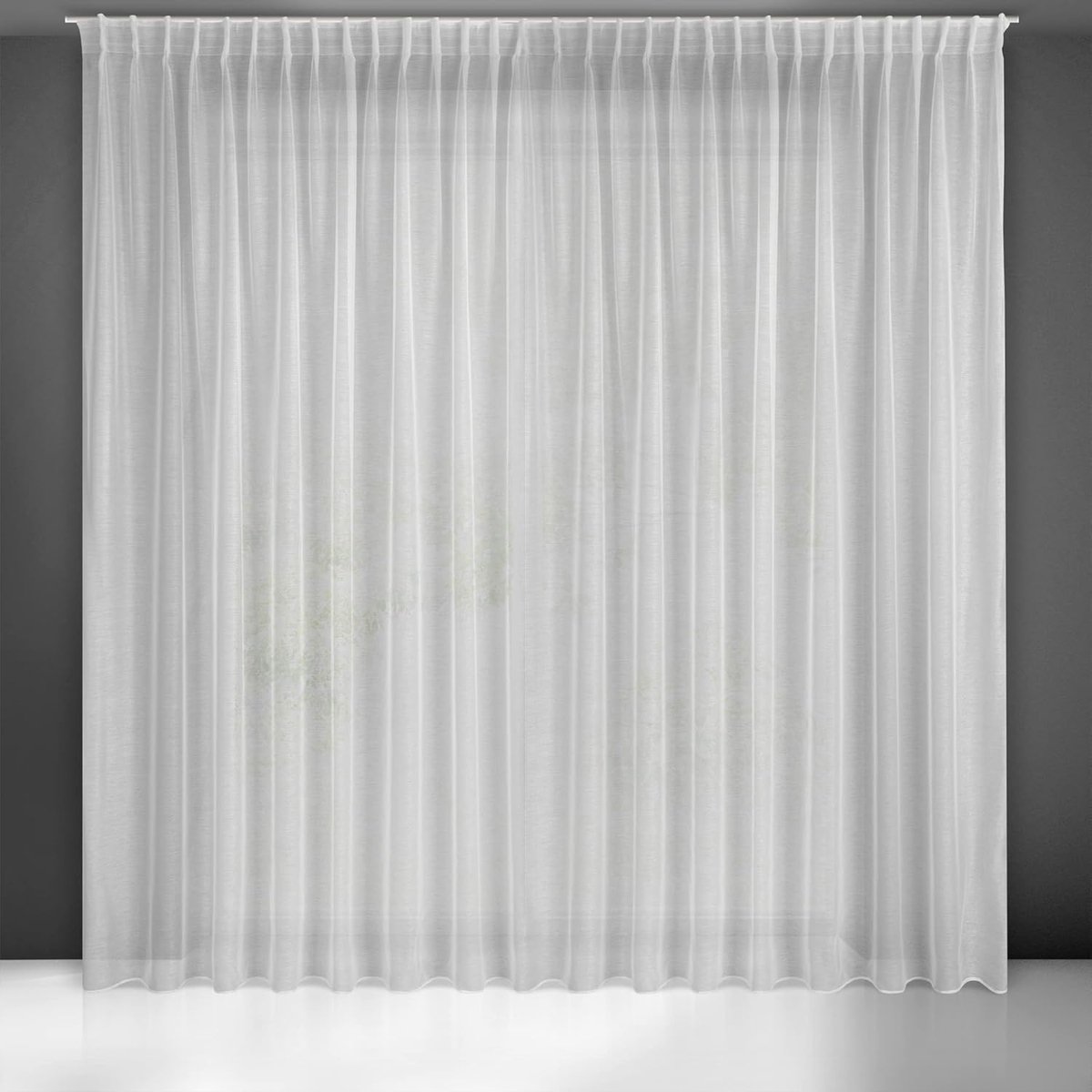 Transparant Gordijn met Horizontale Regenstructuur - 300 x 300 cm