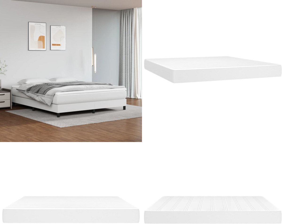 vidaXL Pocketveringmatras 180x200x20 cm kunstleer wit - Pocketveringmatras - Pocketveringmatrassen - Matras - Pocketvering Matras
