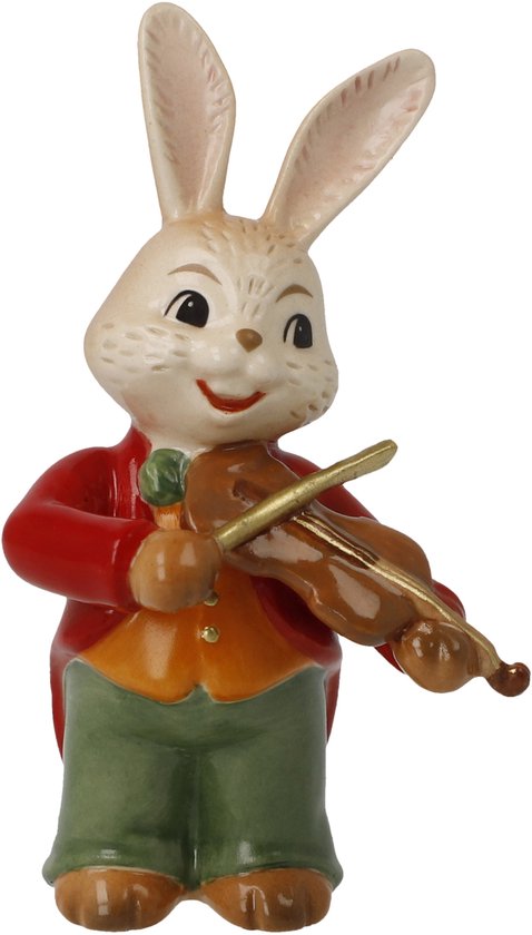 Goebel - Pasen | Statue décorative Haas Musicien Violoniste | Faïence - 8cm - Lapin de Pâques