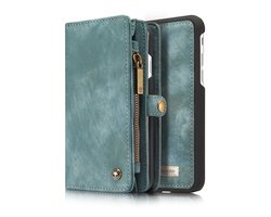 CaseMe Hoesje - Geschikt voor iPhone SE (2022 / 2020), iPhone 8 / 7 Hoesje - CaseMe 008 2-in-1 Book Case & Back Cover met Portemonnee - Blauw