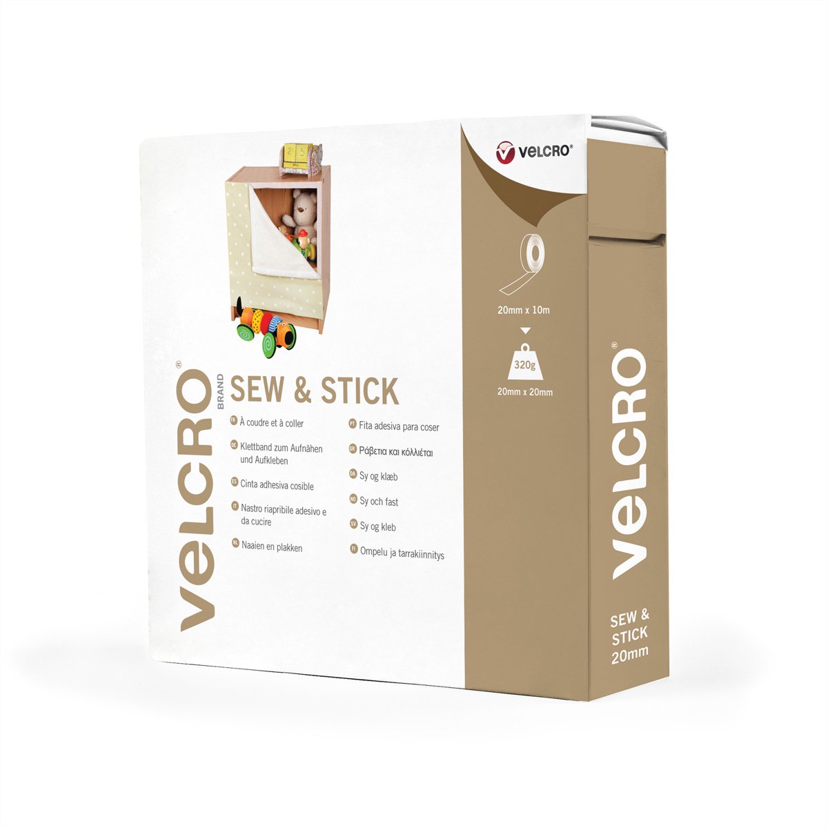 VELCRO® Sew & Stick klittenband met haken en lussen 20 mm x 10 m zwart