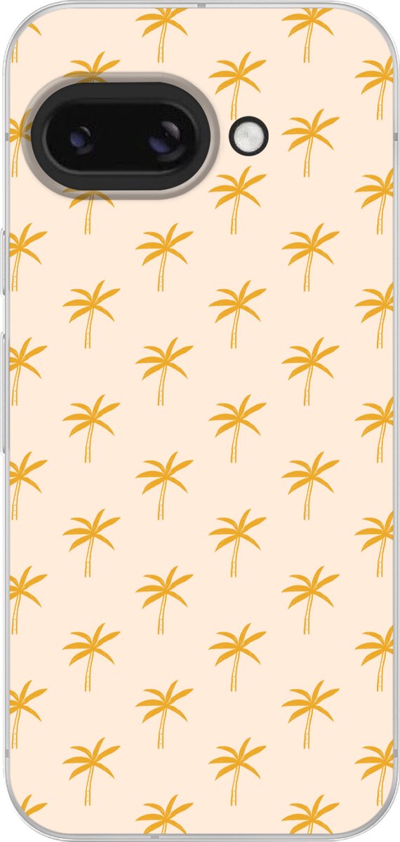 Telefoonhoesje Geschikt voor Google Pixel 9A hoesje - Palmbomen - Beige - Oranje - Patroon - Zomer - Siliconen Telefoonhoesje Telefoonhoesje