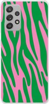 Telefoonhoesje Geschikt voor Samsung Galaxy A53 hoesje - Zebraprint - Roze - Groen - Dierenprint - Kleurrijk - Siliconen Telefoonhoesje Telefoonhoesje