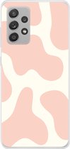 Telefoonhoesje Geschikt voor Samsung Galaxy A53 hoesje - Vlekken - Wit - Roze - Patronen - Minimalistisch - Siliconen Telefoonhoesje Telefoonhoesje