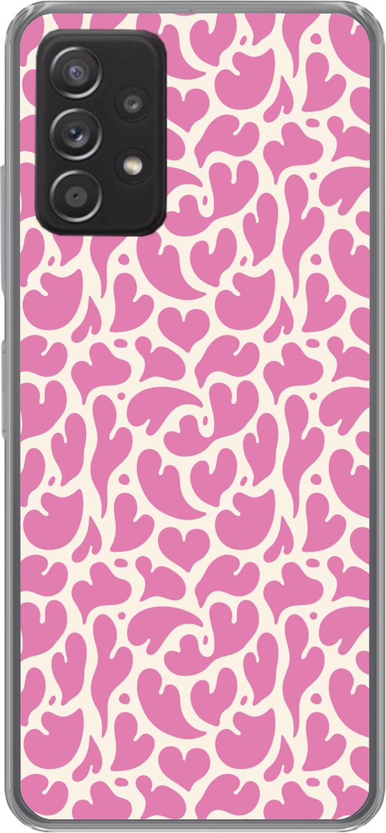 Telefoonhoesje Geschikt voor Samsung Galaxy A33 5G hoesje - Hartjes - Print - Roze - Wit - Siliconen Telefoonhoesje Telefoonhoesje