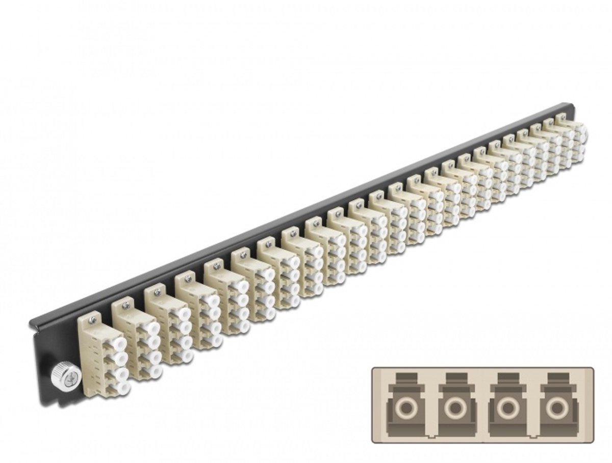 Image of 19 inch splice doos voorpanel 24 poort lc quad beige