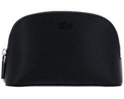 Lacoste Leren Toilettas Make Up Pouch Noir Zwart