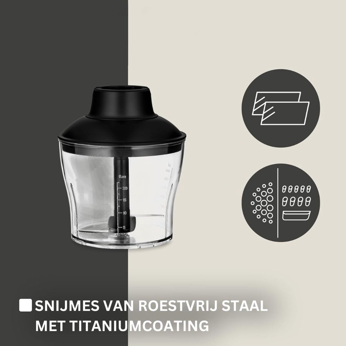 VELTRR® Staafmixer Set - Hakmolen - Groentesnijder - Soepmaker - Chopper niet Draadloos