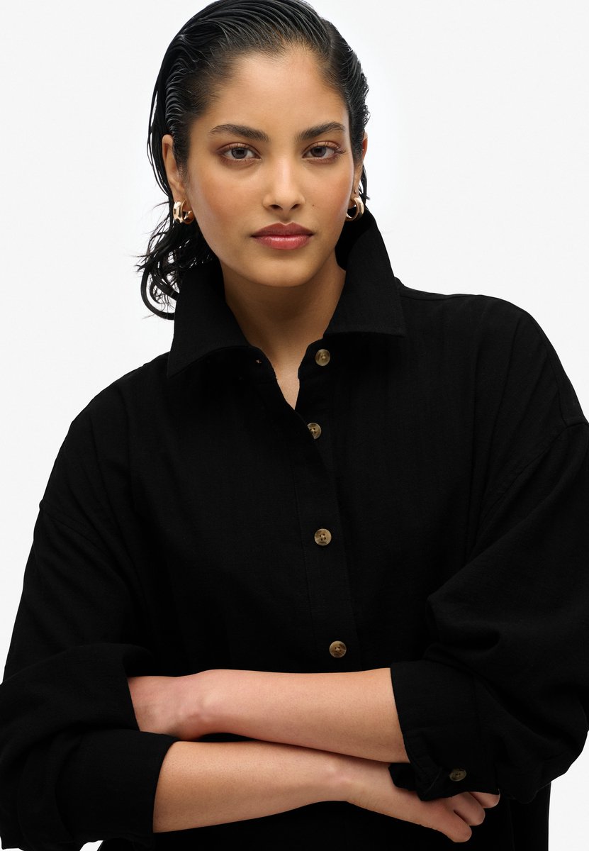 Superdry Lang Ibiza-strandoverhemd Dames Shirts Zwart