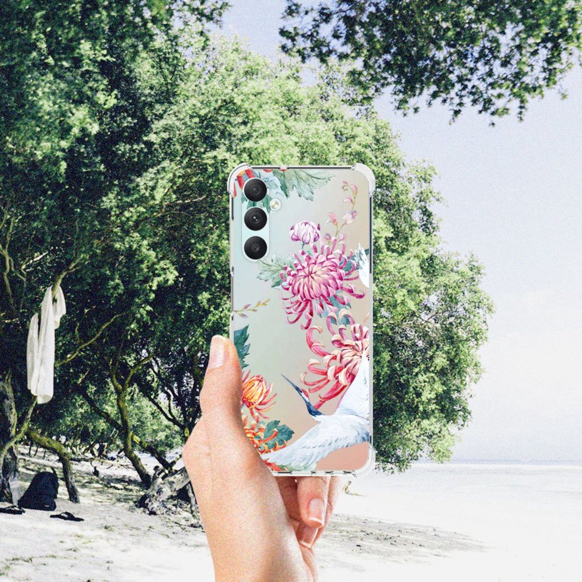 Samsung Galaxy A05s Case Anti-shock Bird Flowers