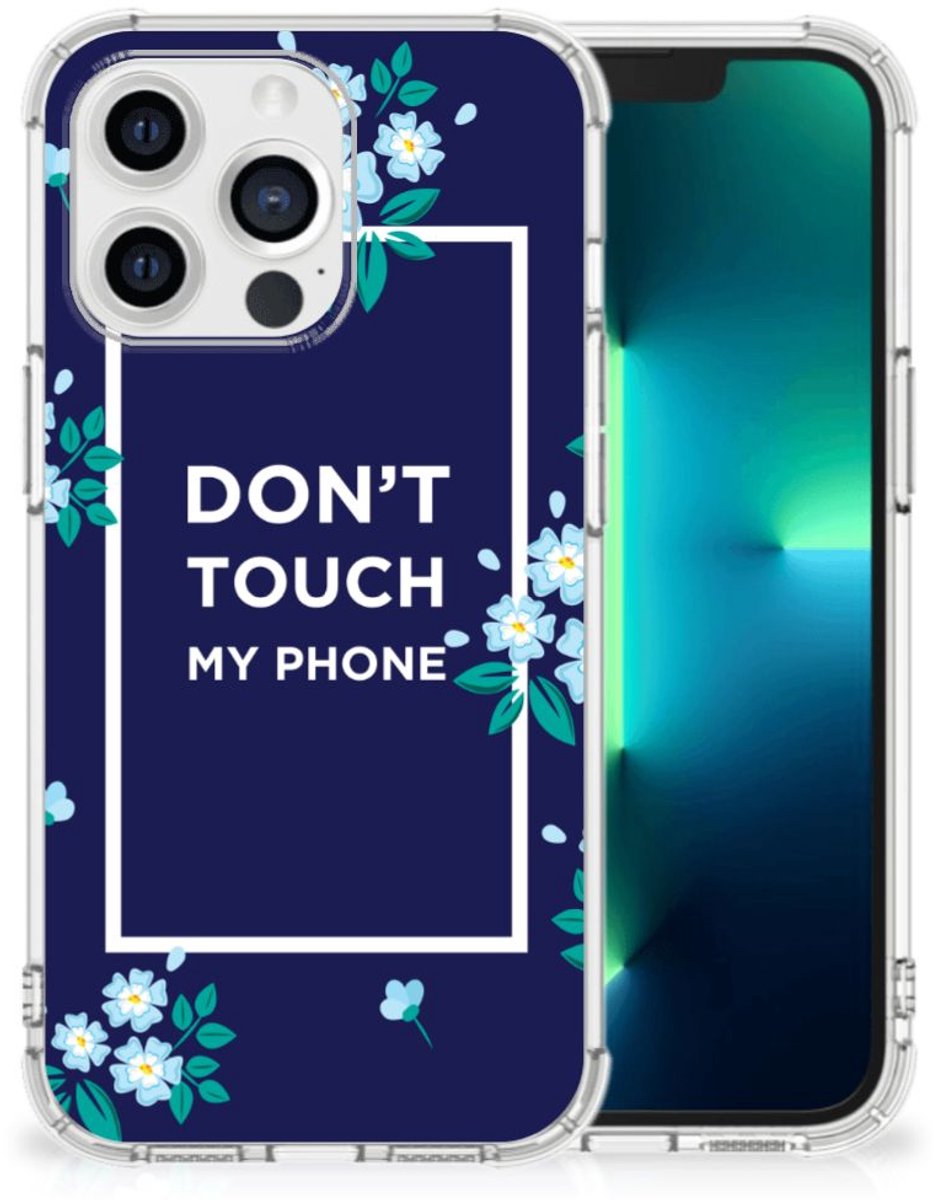 Apple iPhone 13 Pro Anti Shock Case Flowers Blue DTMP
