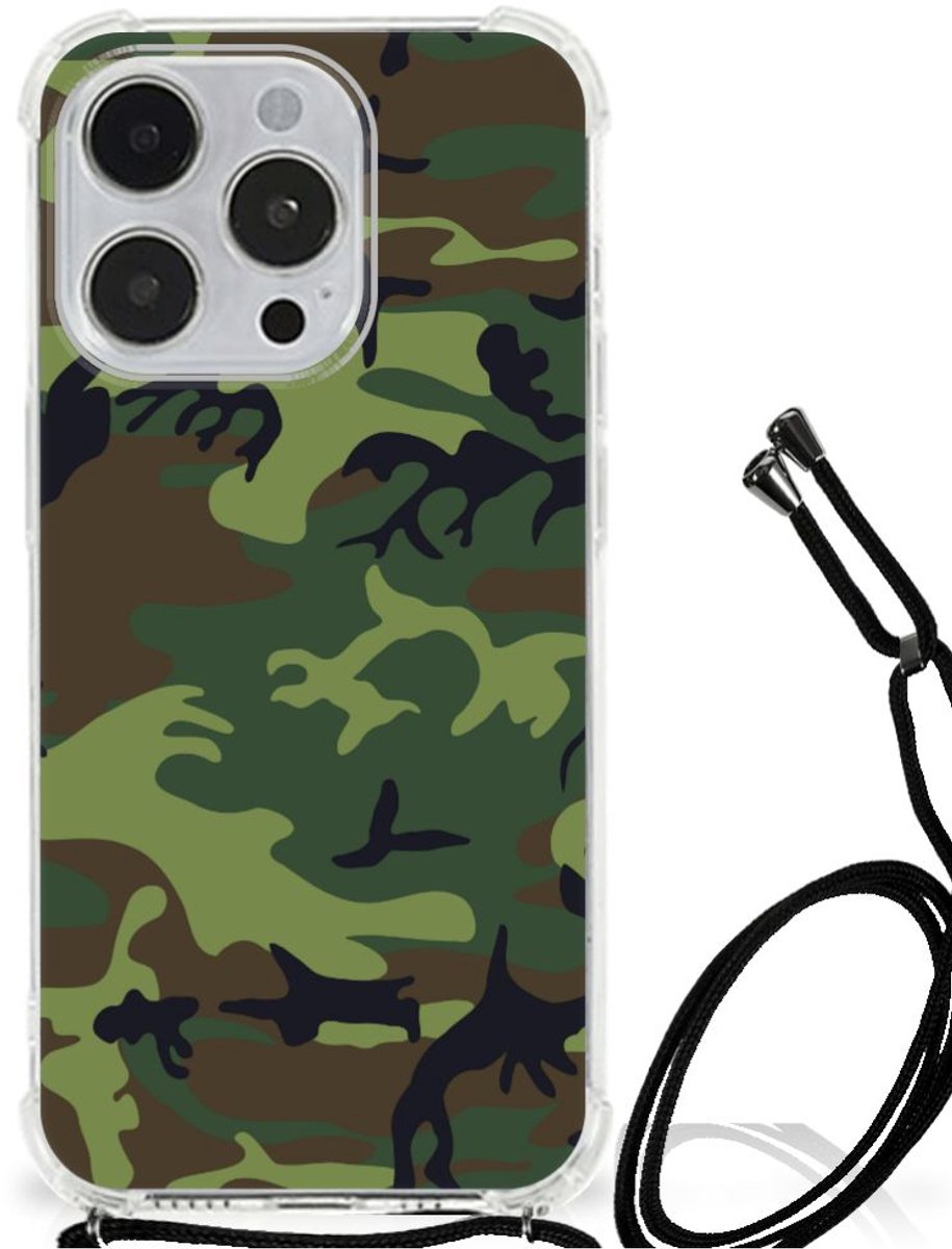 iPhone 14 Pro Doorzichtige Silicone Hoesje Army Dark
