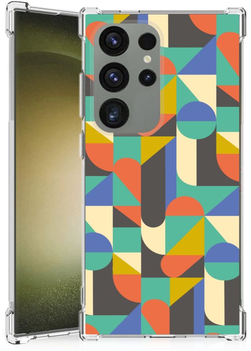 Samsung Galaxy S24 Ultra Doorzichtige Silicone Hoesje Funky Retro