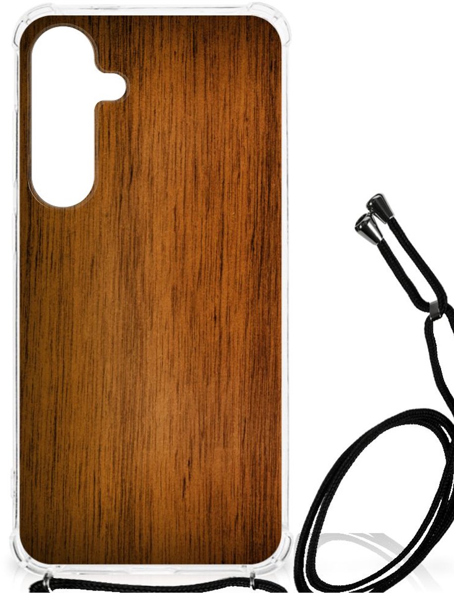 Back Cover voor Samsung Galaxy S24 Plus Stevig Telefoonhoesje Donker Hout