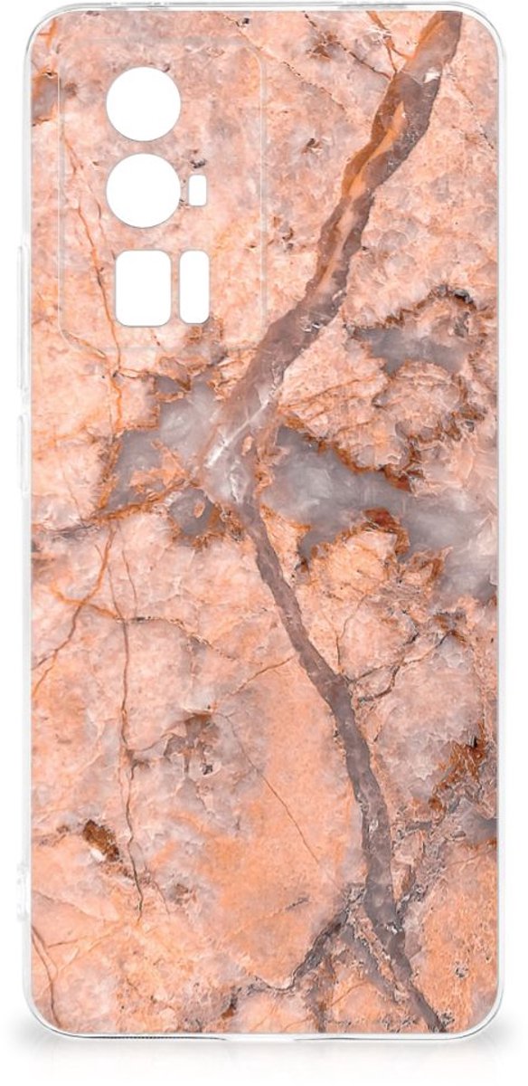 Xiaomi Poco F5 Pro TPU Siliconen Hoesje Marmer Oranje