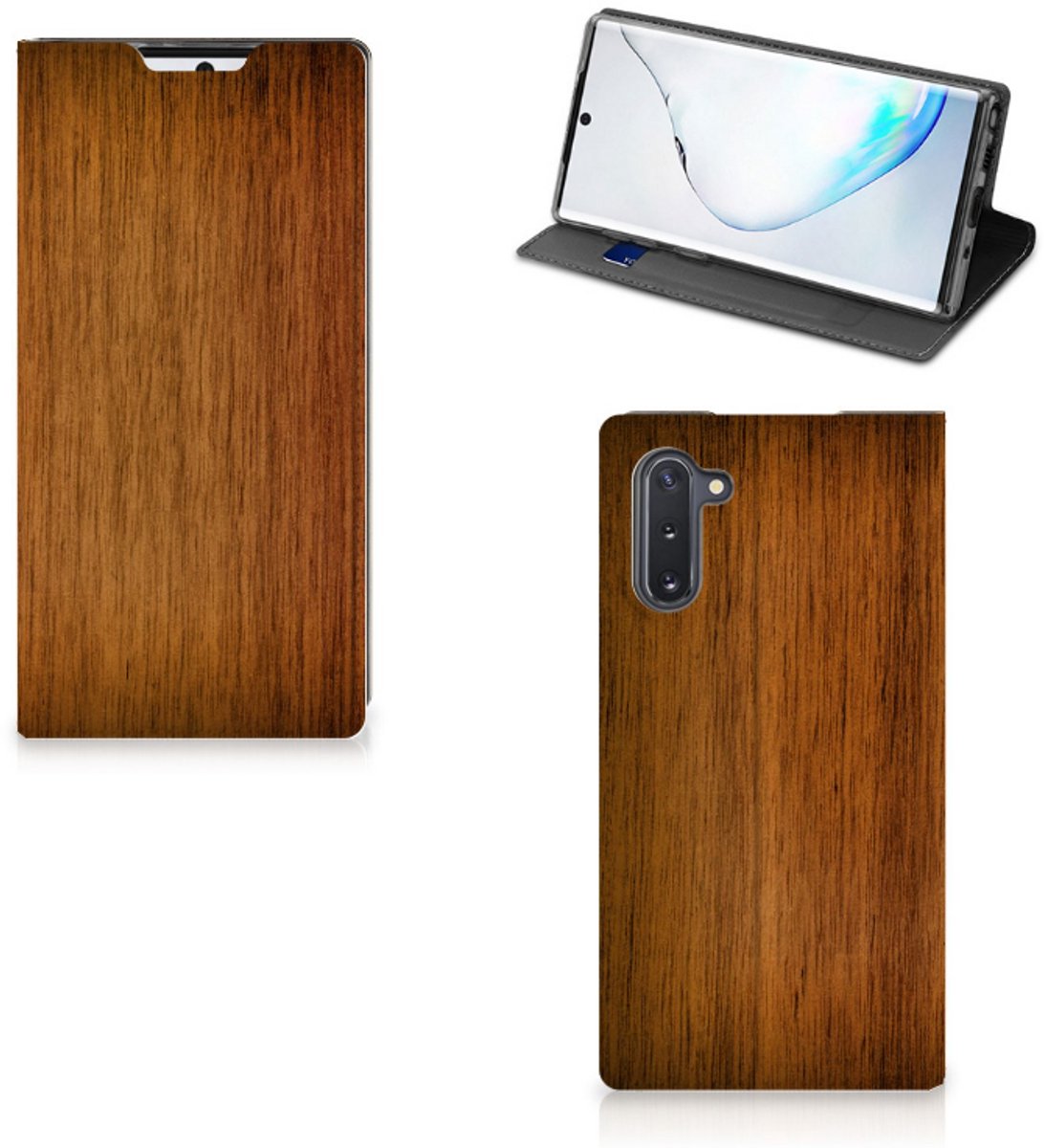 Samsung Galaxy Note 10 Book Wallet Case Donker Hout