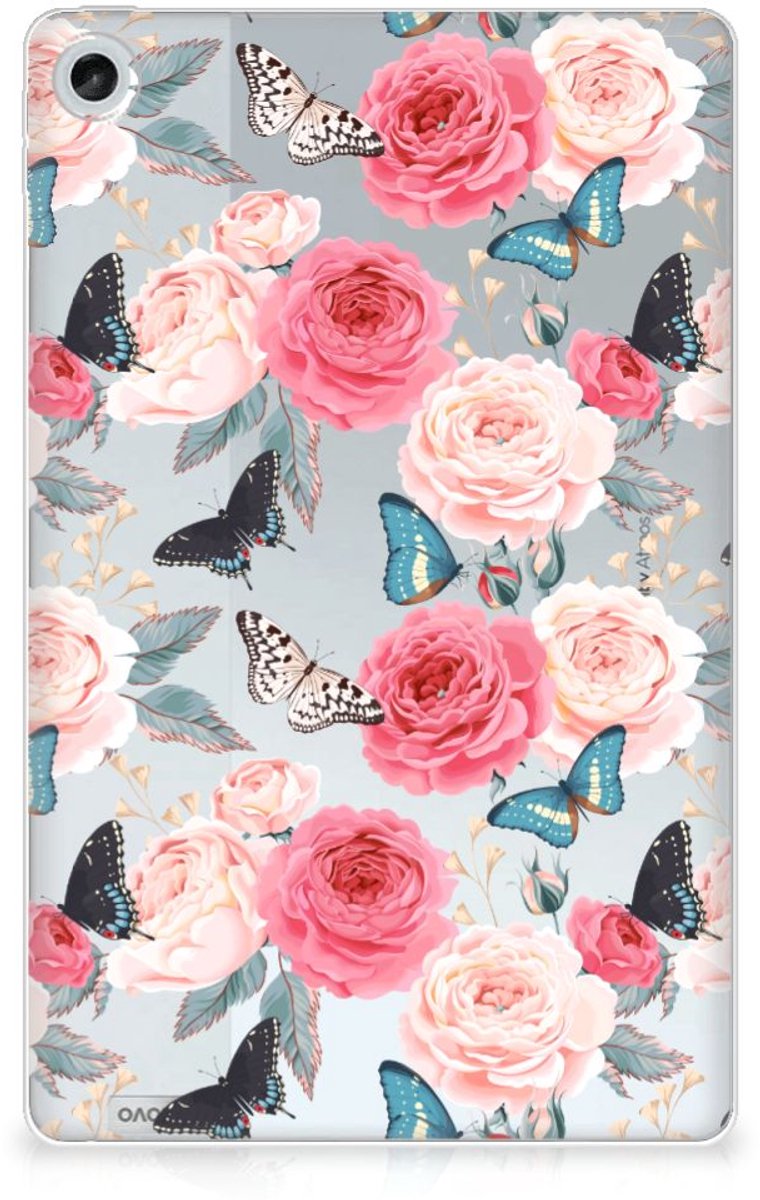Lenovo Tab M10 Plus (3e generatie) Siliconen Hoesje Butterfly Roses
