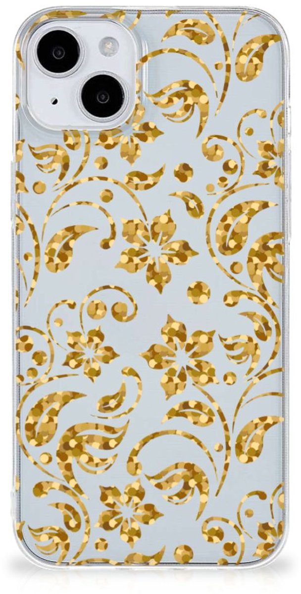 iPhone 15 TPU Case Gouden Bloemen