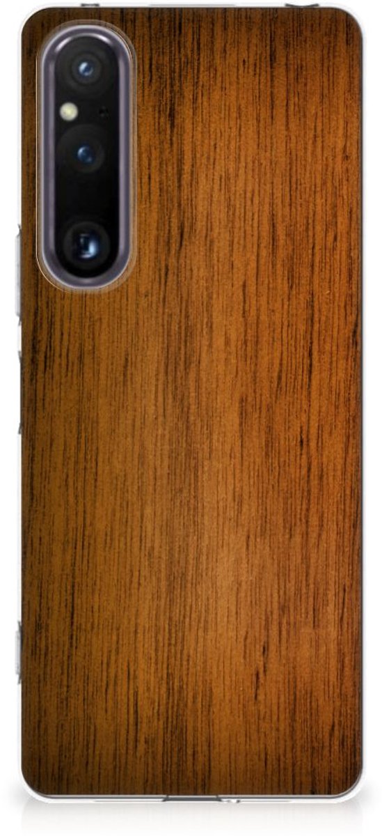 Sony Xperia 1 V Bumper Hoesje Donker Hout