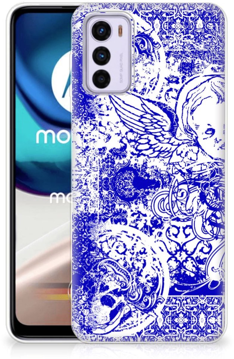 Silicone Back Case Motorola Moto G42 Angel Skull Blauw