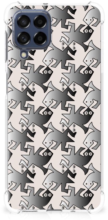 Housses de téléphone Trendy adaptées au Samsung Galaxy M53 Coque de téléphone avec bord transparent Gris salamandre