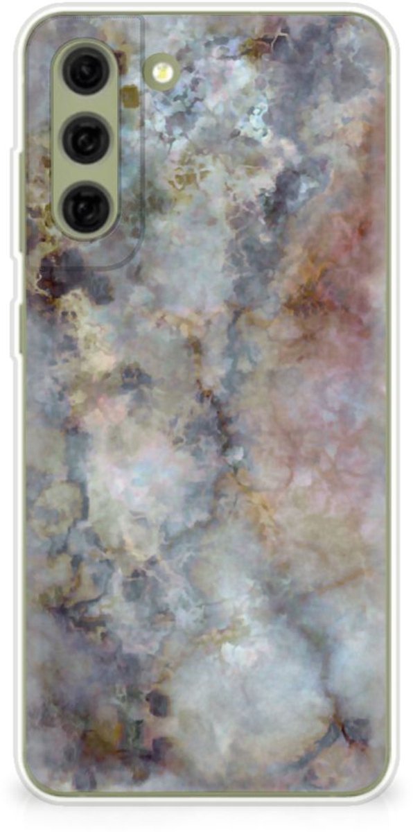 Samsung Galaxy S21FE TPU Siliconen Hoesje Marmer Grijs